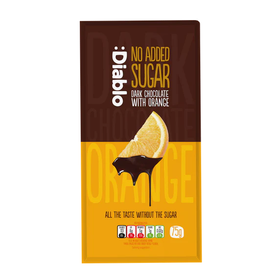 Diablo no added sugar Dark Chocolate with Orange - 75g