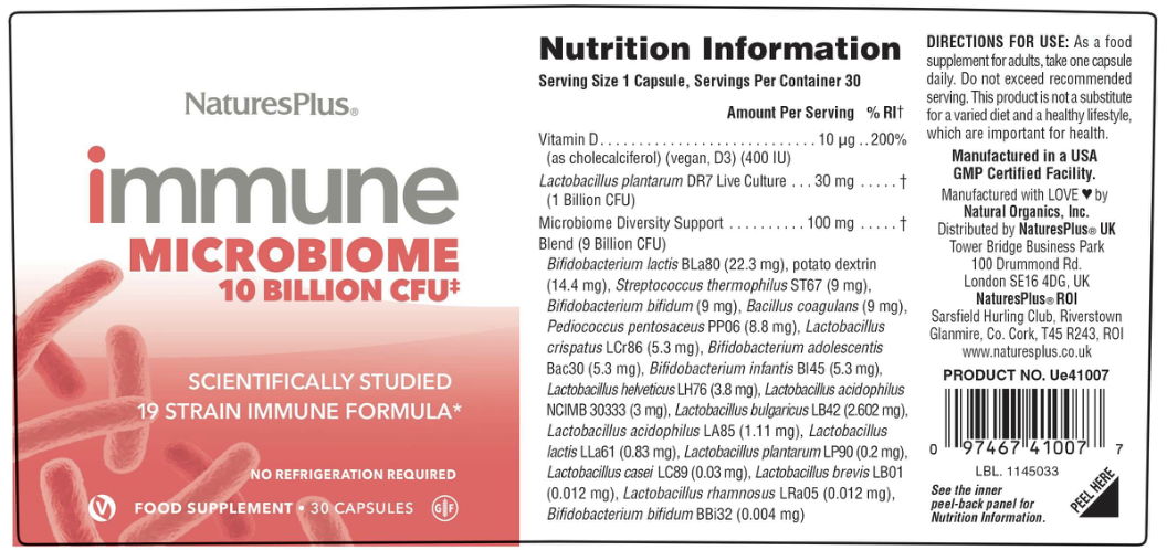 NaturesPlus Immune - Microbiome - 30Vcaps - Image 2