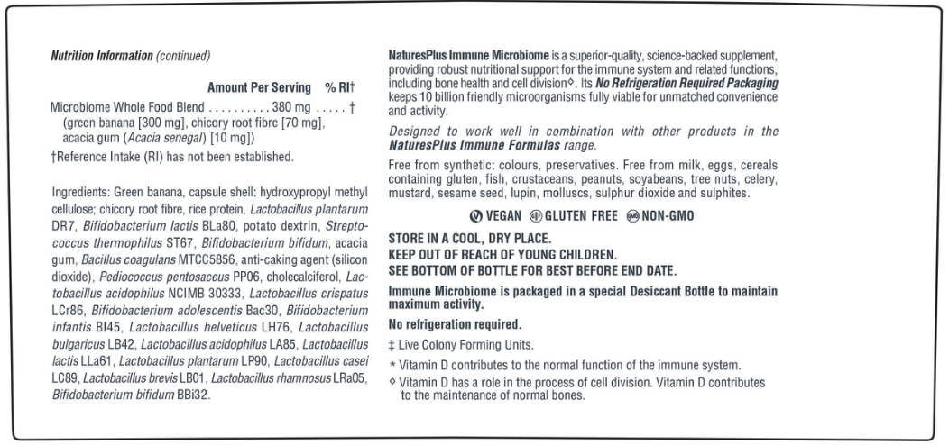 NaturesPlus Immune - Microbiome - 30Vcaps - Image 3